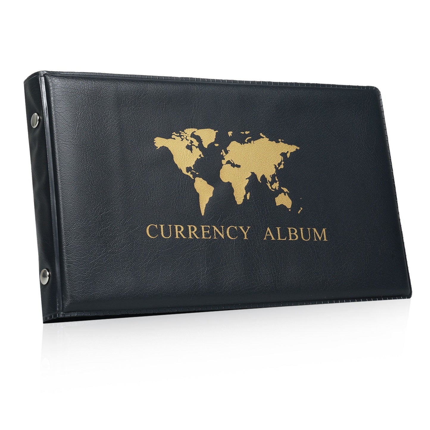 Currency Collecting Album with 40 Pockets - PU Leather Hard Cover Storage Book for Banknotes, Trading Cards, Stamps, Tickets - Double-Sided Pages