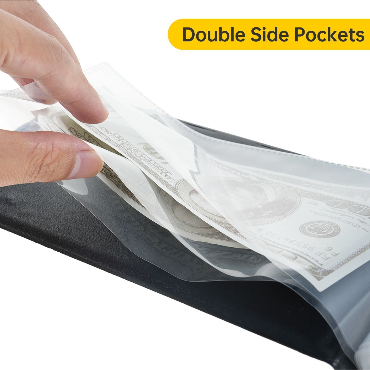 Currency Collecting Album with 40 Pockets - PU Leather Hard Cover Storage Book for Banknotes, Trading Cards, Stamps, Tickets - Double-Sided Pages