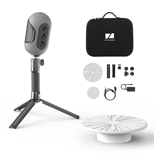3DMakerpro Mole Handheld 3D Scanner - Premium 0.05mm Accuracy, 0.1mm Resolution, 10FPS for Win10/11 & macOS 11/12, Black Object Compatible
