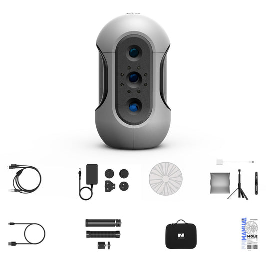 3DMakerpro Mole Handheld 3D Scanner - 0.05mm Precision, 0.1mm Resolution, 10FPS, Compatible with Windows & MacOS (Luxury Edition)