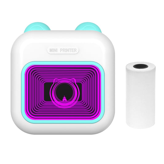 Portable Thermal Instant Photo Printer with 7-Color LED Light & Label Maker - Includes 1 Roll (57x25mm)