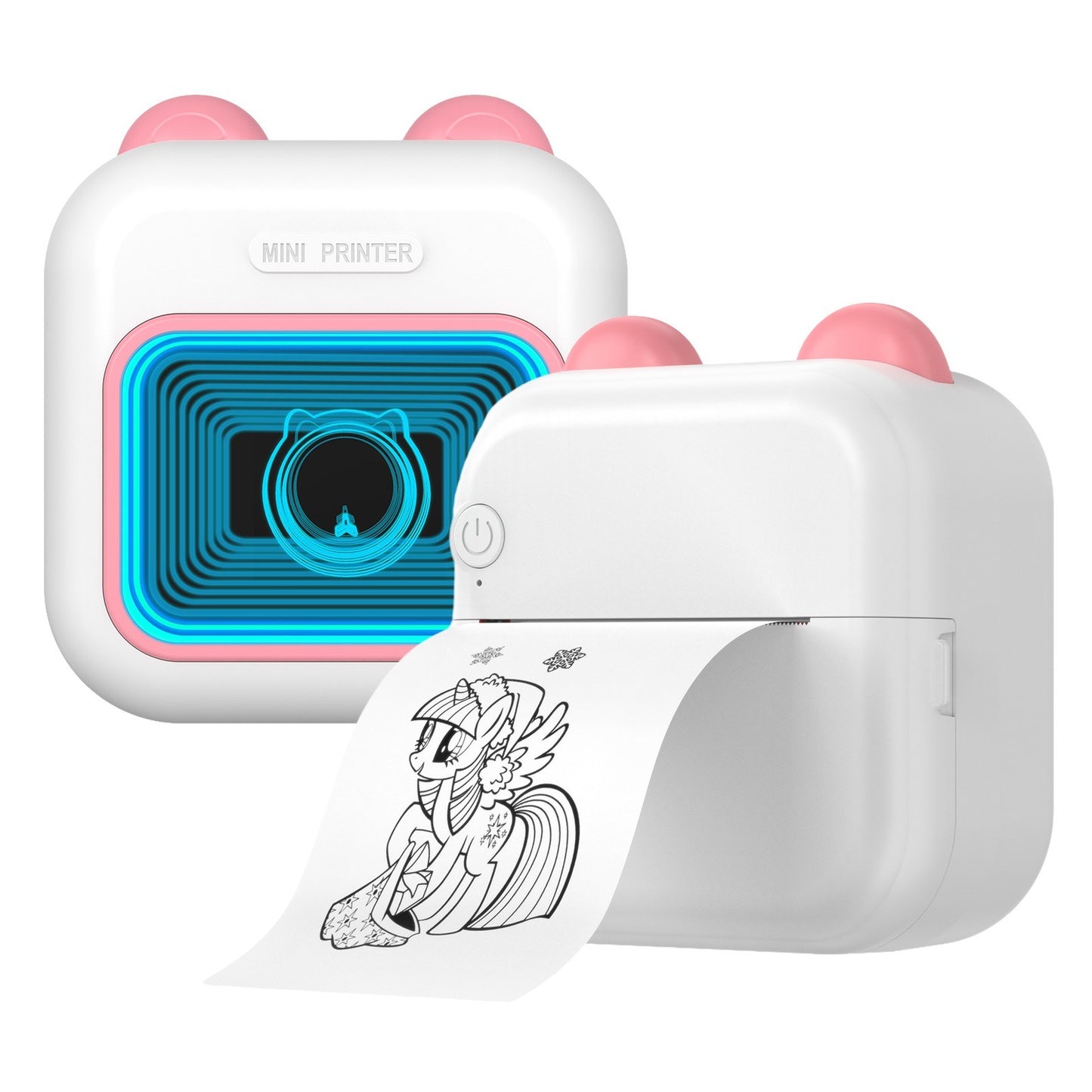 Portable Thermal Instant Photo Printer with 7-Color LED Light & Label Maker - Includes 1 Roll (57x25mm)