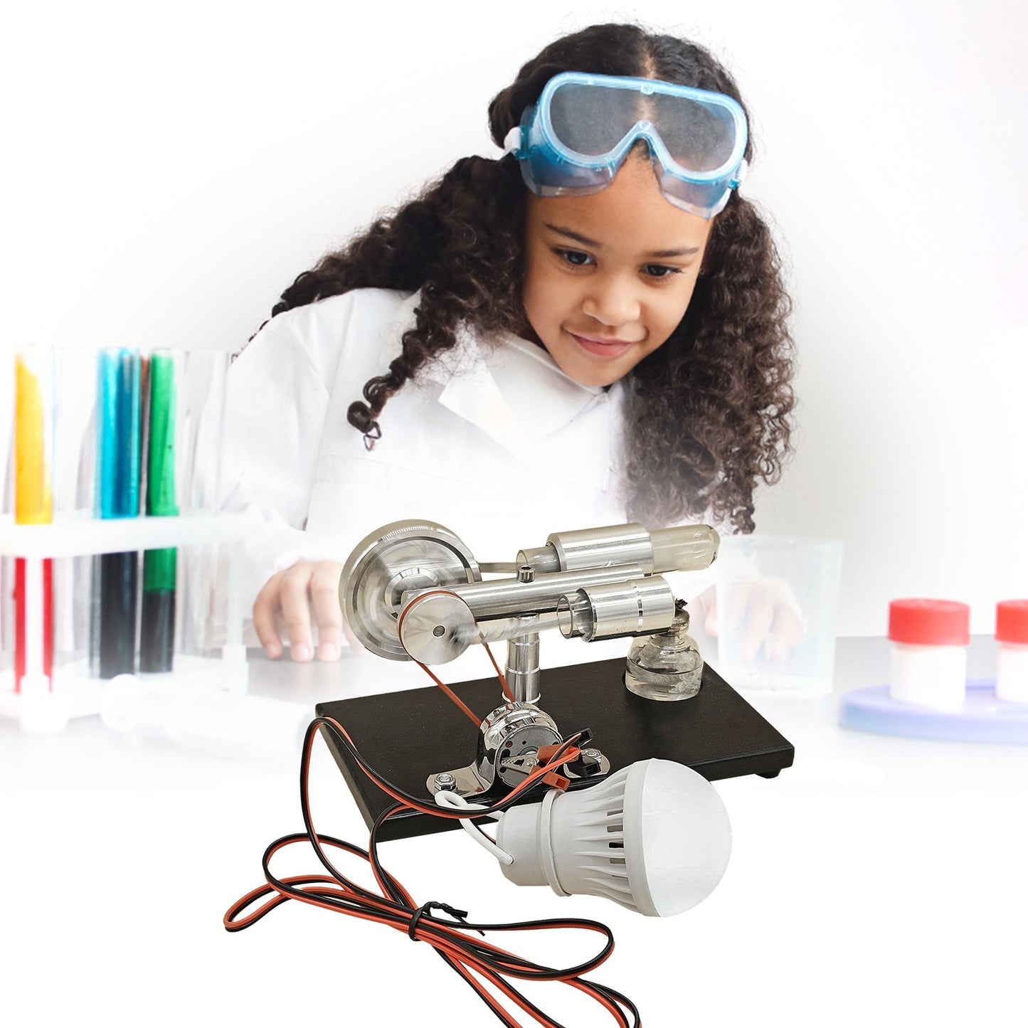 Hot Air Stirling Engine Model LL-003-BL-BULB Generator Motor