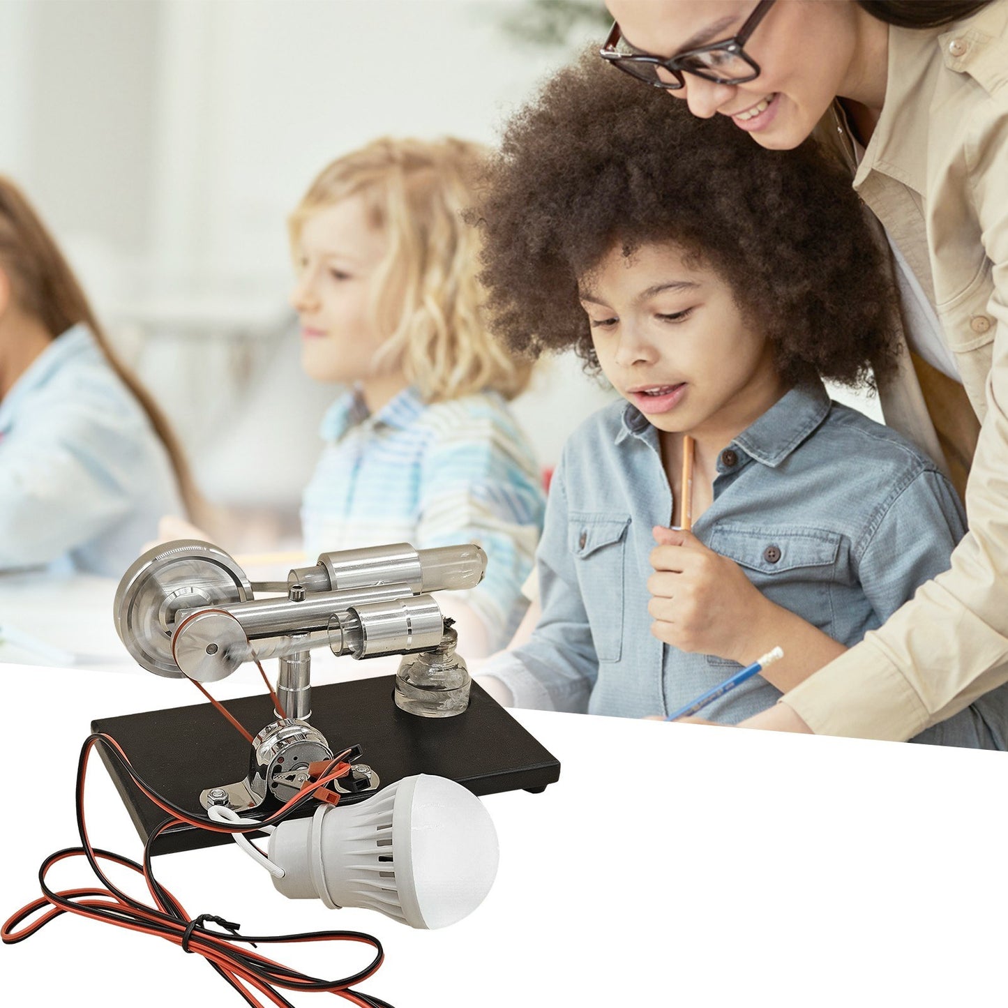 Hot Air Stirling Engine Model LL-003-BL-BULB Generator Motor