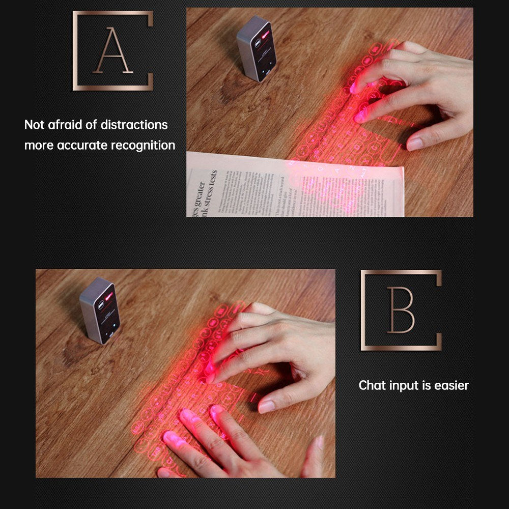 KB560S Portable Mini Laser Keyboard with Built-in Mouse Function and QWERTY Layout