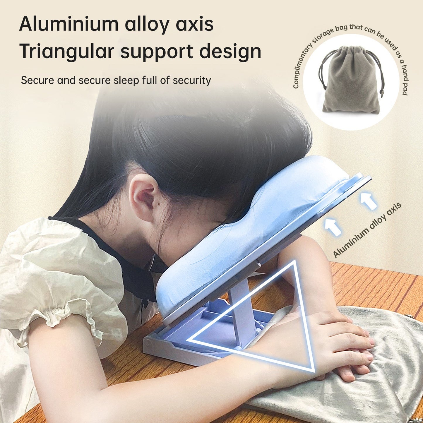 Adjustable NBX Nap Pillow: Ergonomic Desk Headrest with Detachable Pillowcase for Office and Student Use