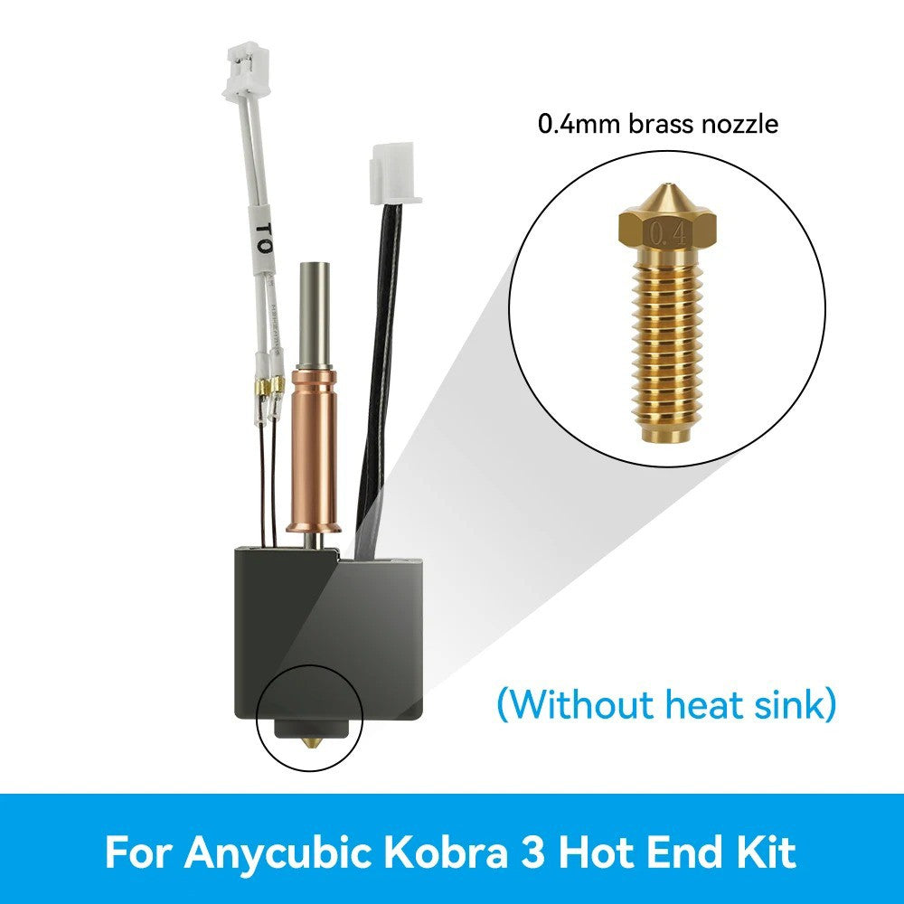 Kobra 3 3D Printer Hotend Extruder Kit 24V 50W with 0.4mm Brass Nozzle - No Heat Sink