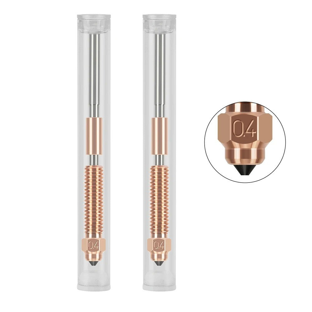 High-Speed 2PCS 0.4mm High Flow Nozzle Set: Copper Alloy & Hardened Steel