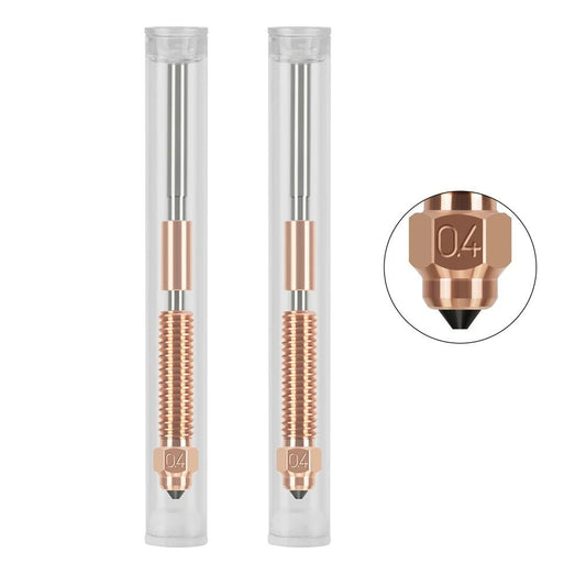 High-Speed 2PCS 0.4mm High Flow Nozzle Set: Copper Alloy & Hardened Steel