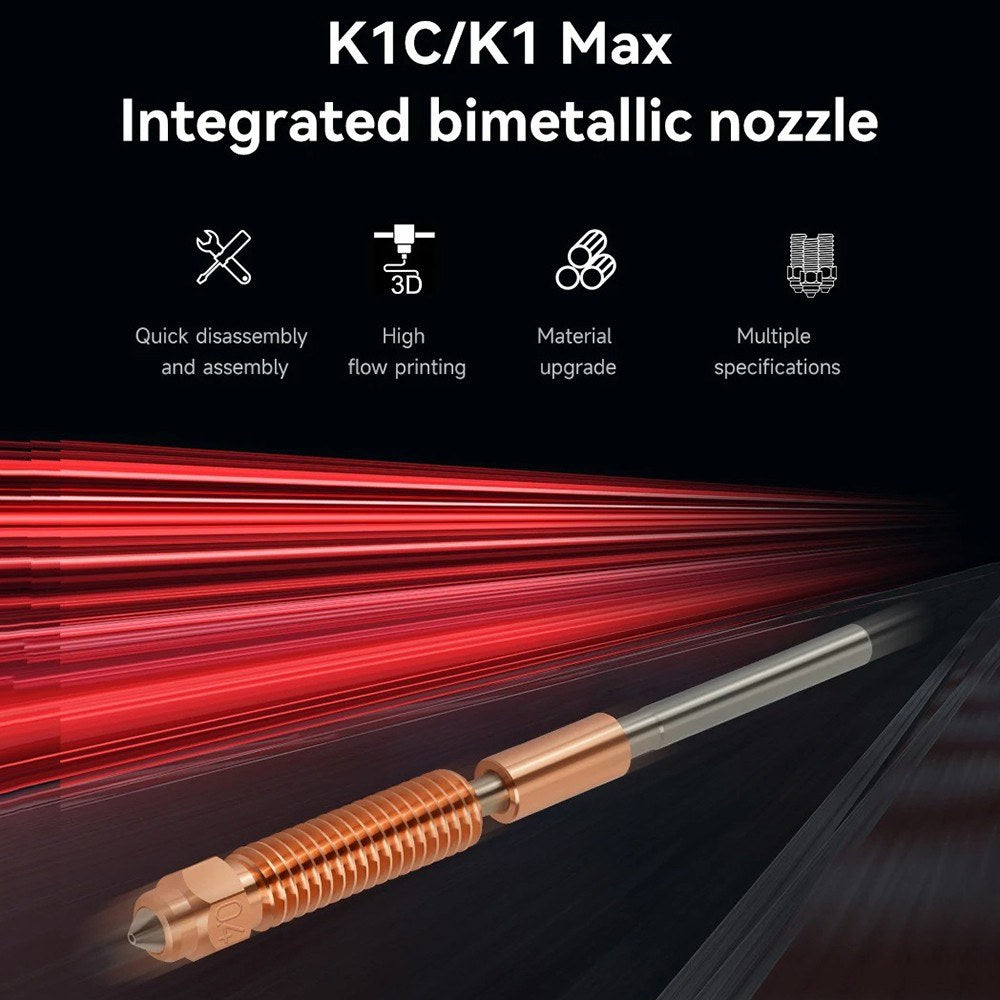 High-Speed 2PCS 0.4mm High Flow Nozzle Set: Copper Alloy & Hardened Steel