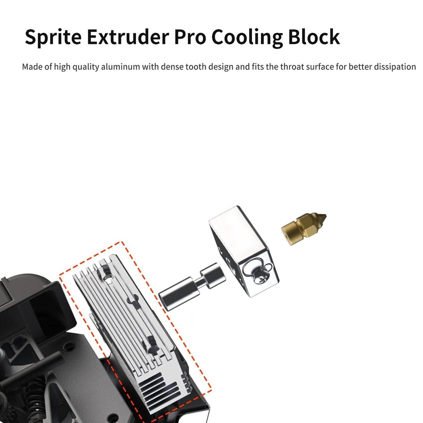 Aluminum Cooling Block for Creality Sprite Extruder & Ender S1/S1 PRO, Vermoon V1/V1 PRO – Easy Installation