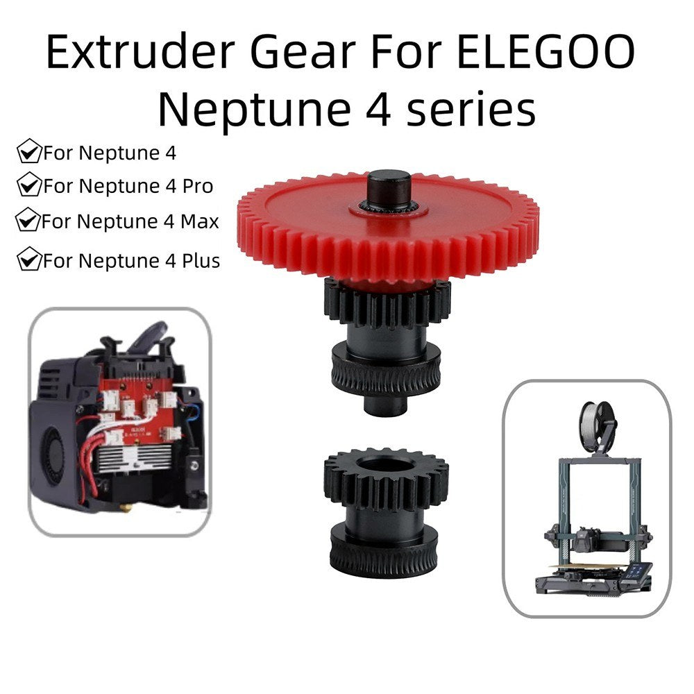 Hardened Steel Extruder Gear Kit for ELEGOO Neptune 4 Series - Dual Gear with Precision Bearings, 3D Printer Upgrade