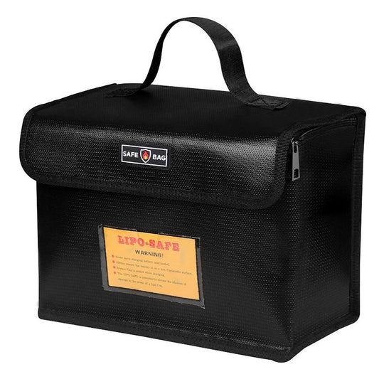 Fireproof Waterproof Lipo Battery Safe Bag with Invisible Charging Port & Mesh Pocket - 25.5x18x12cm