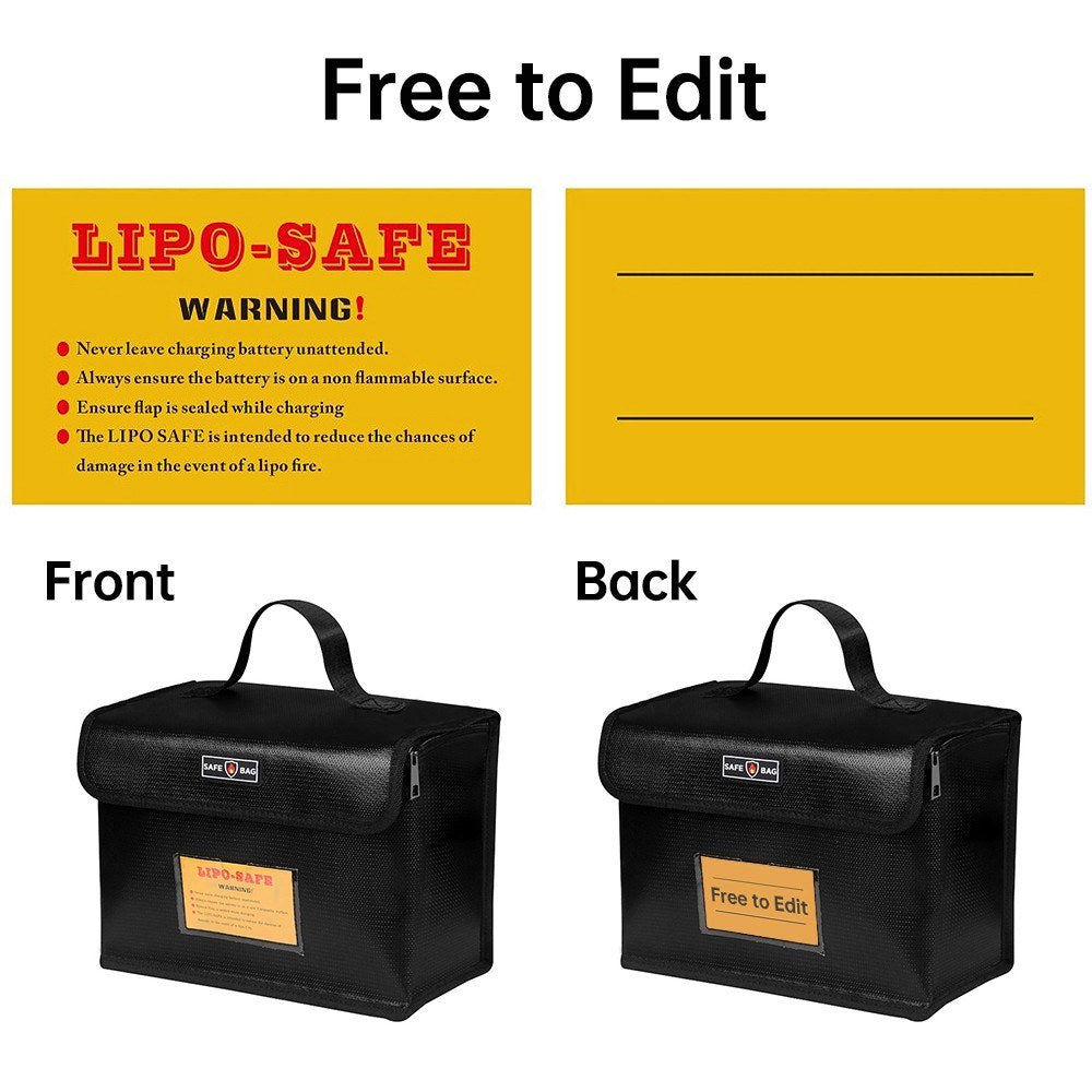 Fireproof Waterproof Lipo Battery Safe Bag with Invisible Charging Port & Mesh Pocket - 25.5x18x12cm