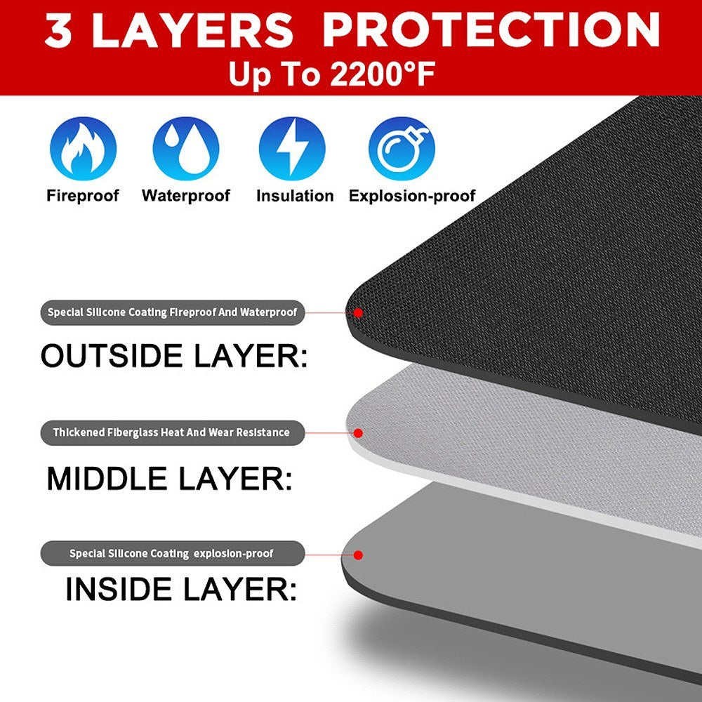 Fireproof Waterproof Lipo Battery Safe Bag with Invisible Charging Port & Mesh Pocket - 25.5x18x12cm