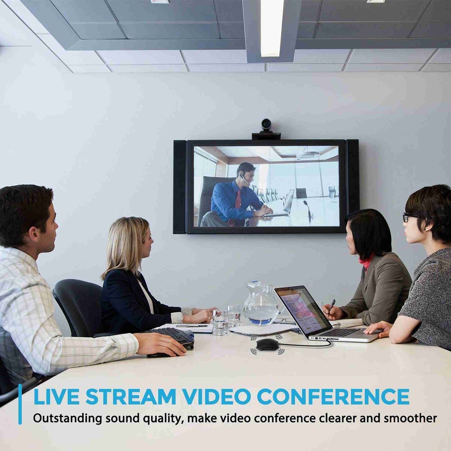 D13 360° Omnidirectional Desktop Conference Microphone | Plug & Play Condenser Mic with 3.5mm for PC