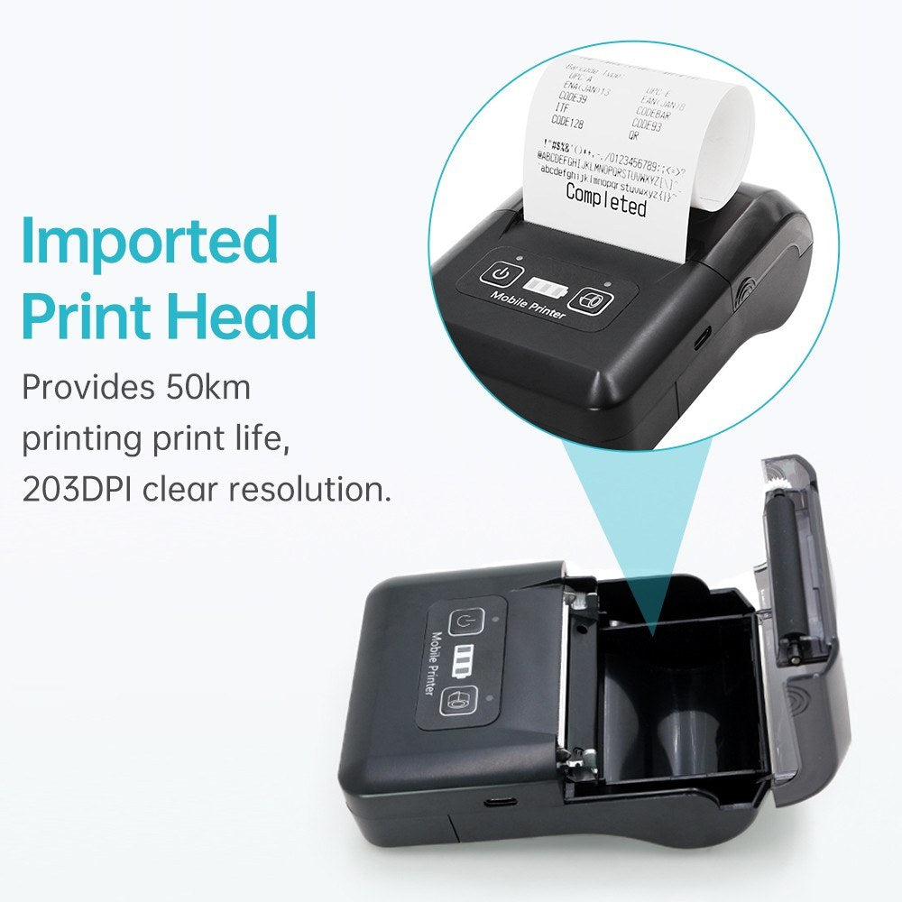 BISOFICE Portable Mini 58mm Wireless Thermal Printer, 2-inch BT+USB Receipt Printer with 57mm Paper for Restaurant, Sales, Retail, Small Business