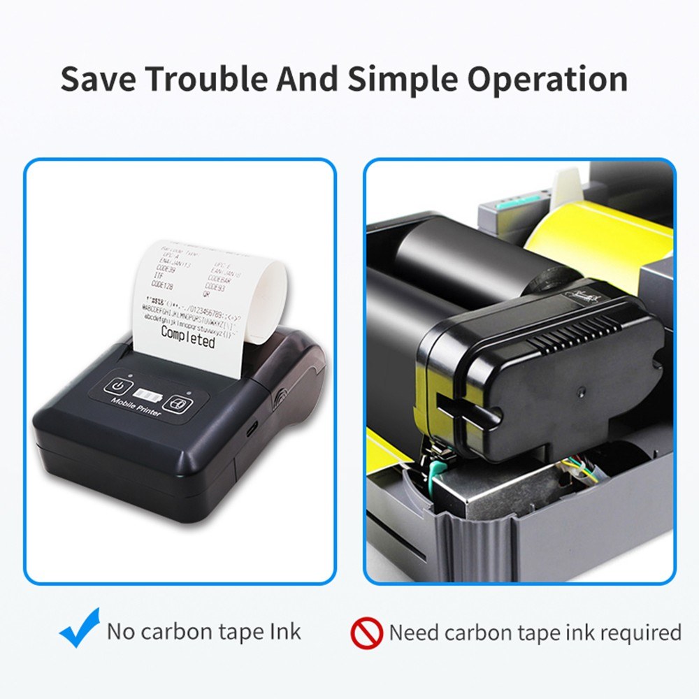 BISOFICE Portable Mini 58mm Wireless Thermal Printer, 2-inch BT+USB Receipt Printer with 57mm Paper for Restaurant, Sales, Retail, Small Business