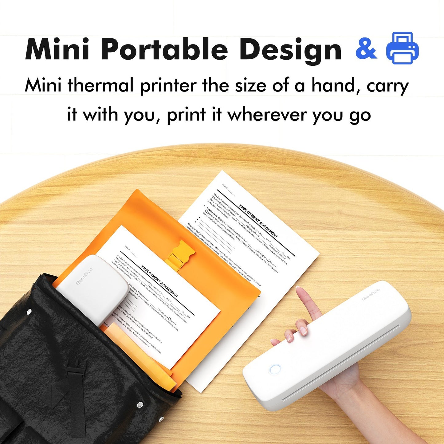 Bisofice A4 Inkless Thermal Printer with 1 Thermal Paper Roll for Documents & Photos