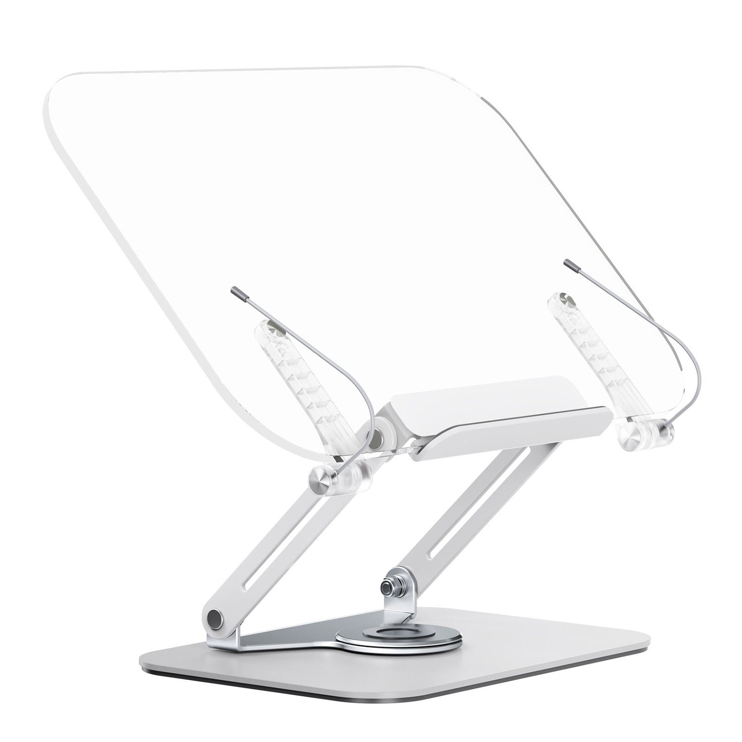 Bisofice 360° Rotating Desktop Book Stand with Transparent Acrylic Panel and Adjustable Angle