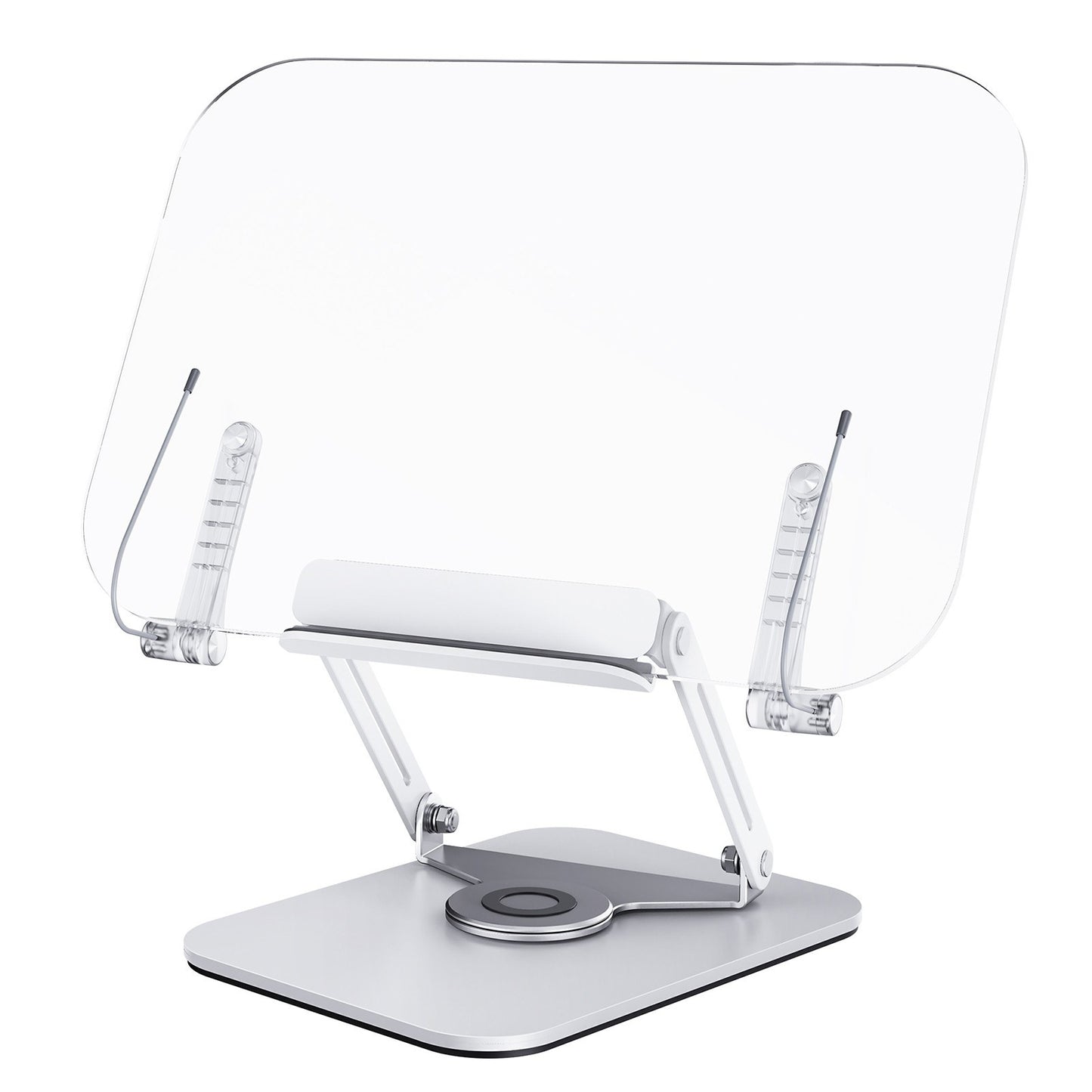 Bisofice 360° Rotating Desktop Book Stand with Transparent Acrylic Panel and Adjustable Angle