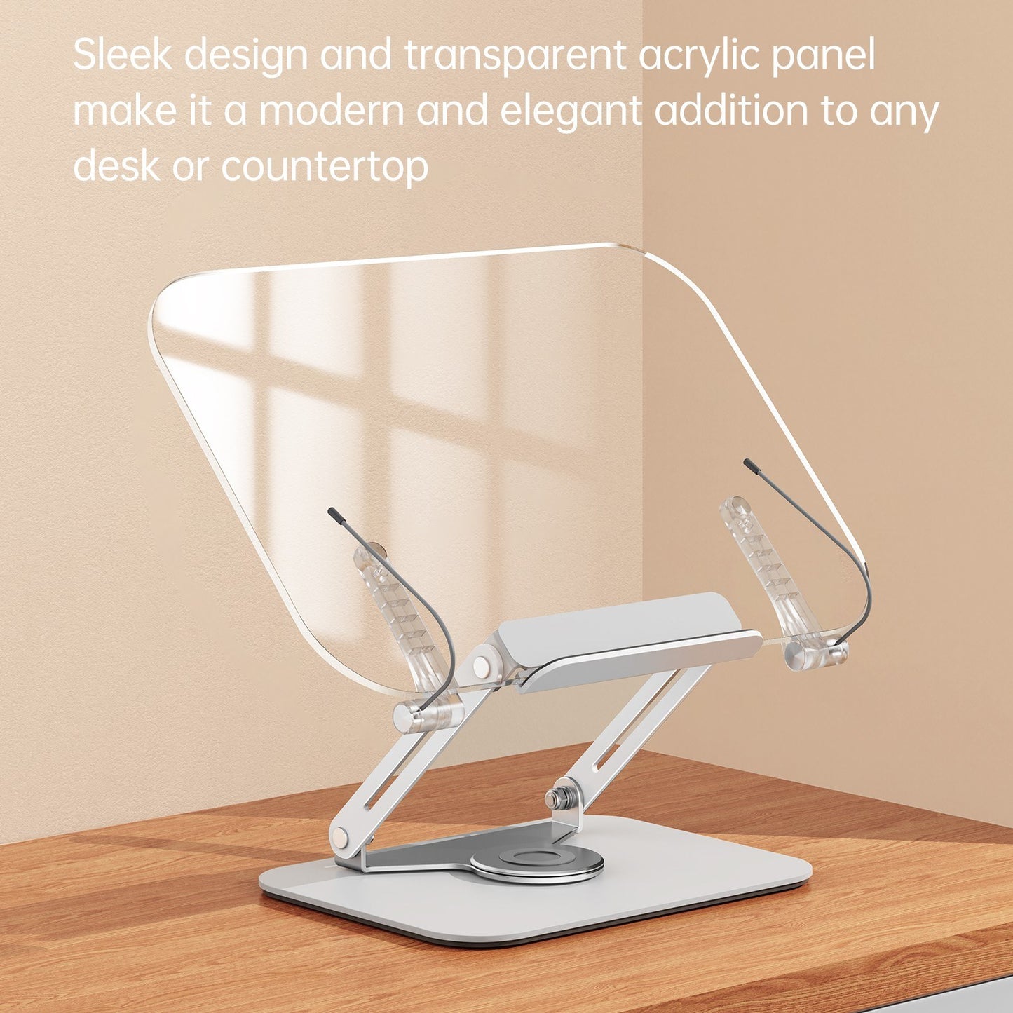 Bisofice 360° Rotating Desktop Book Stand with Transparent Acrylic Panel and Adjustable Angle