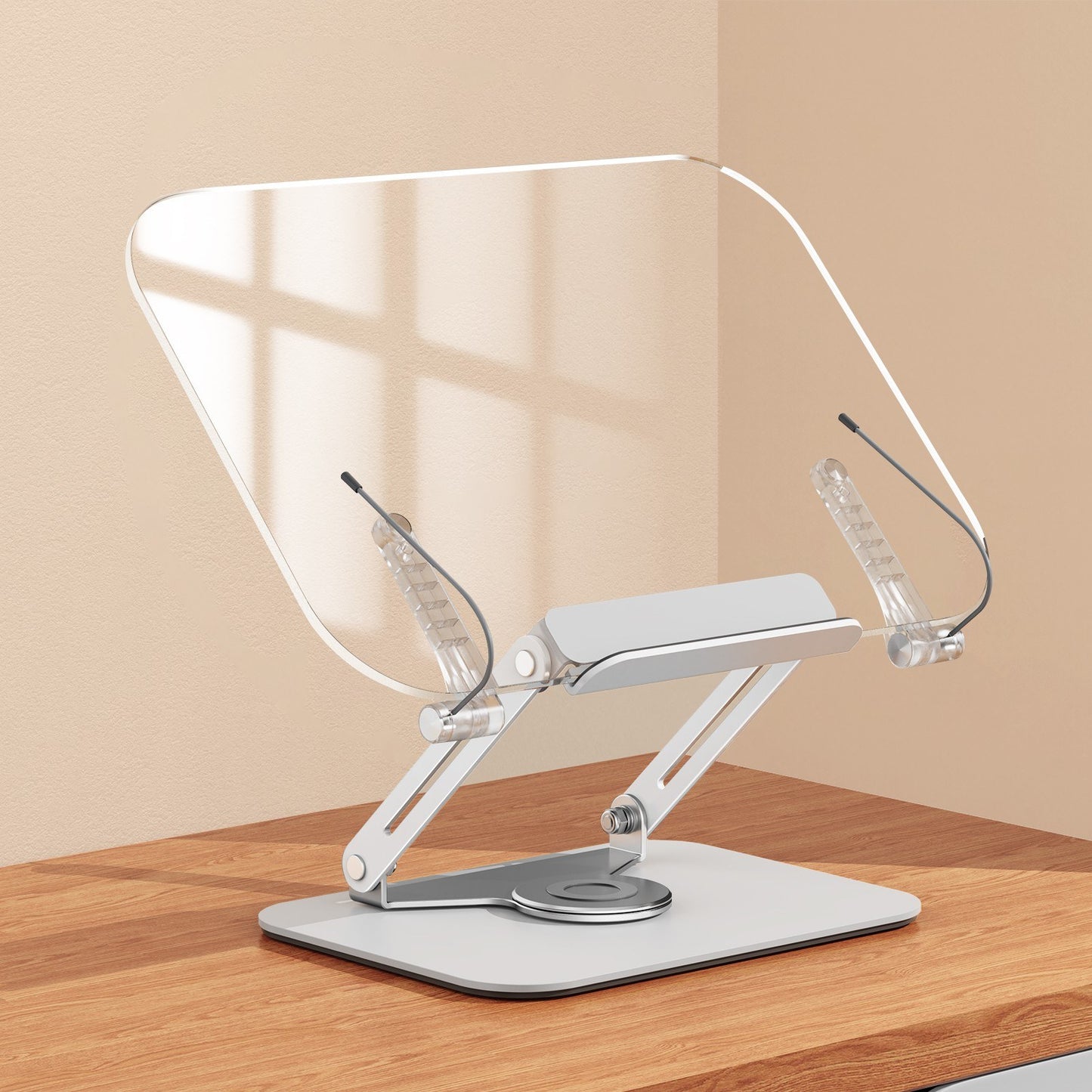 Bisofice 360° Rotating Desktop Book Stand with Transparent Acrylic Panel and Adjustable Angle