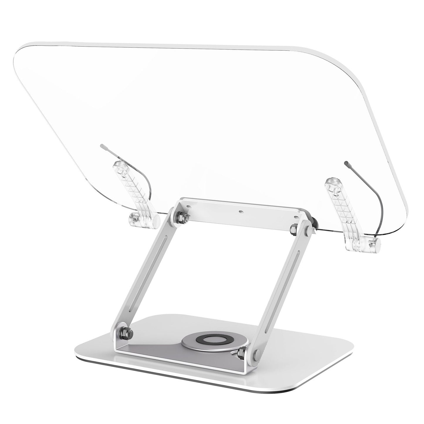 Bisofice 360° Rotating Desktop Book Stand with Transparent Acrylic Panel and Adjustable Angle