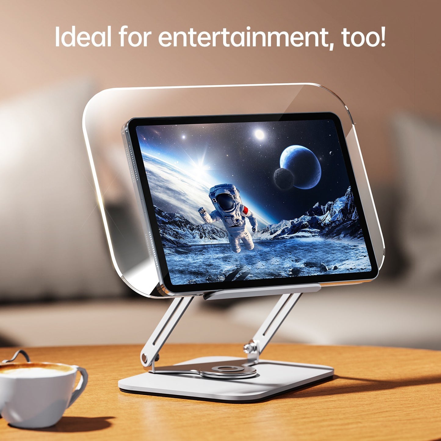 Bisofice 360° Rotating Desktop Book Stand with Transparent Acrylic Panel and Adjustable Angle