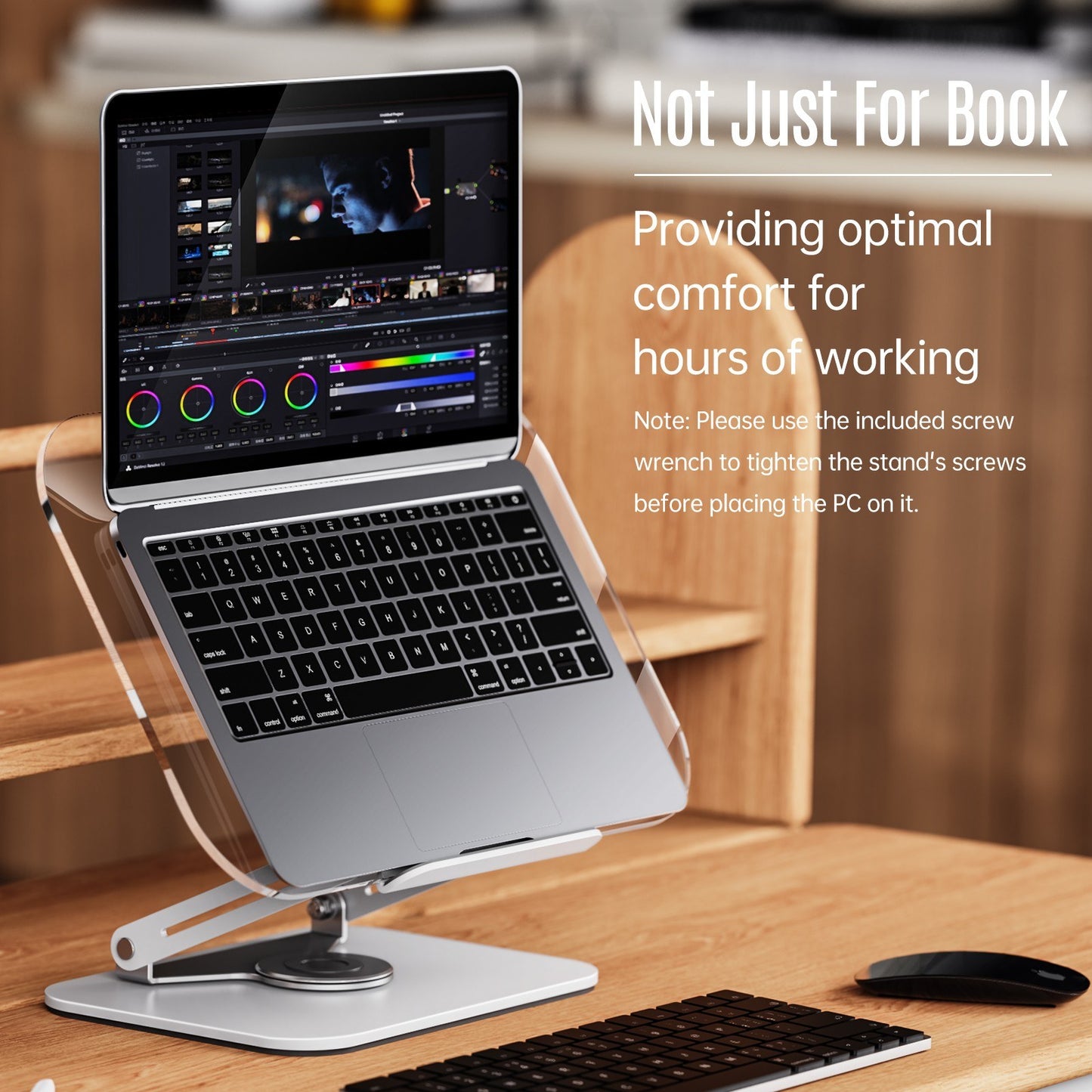 Bisofice 360° Rotating Desktop Book Stand with Transparent Acrylic Panel and Adjustable Angle