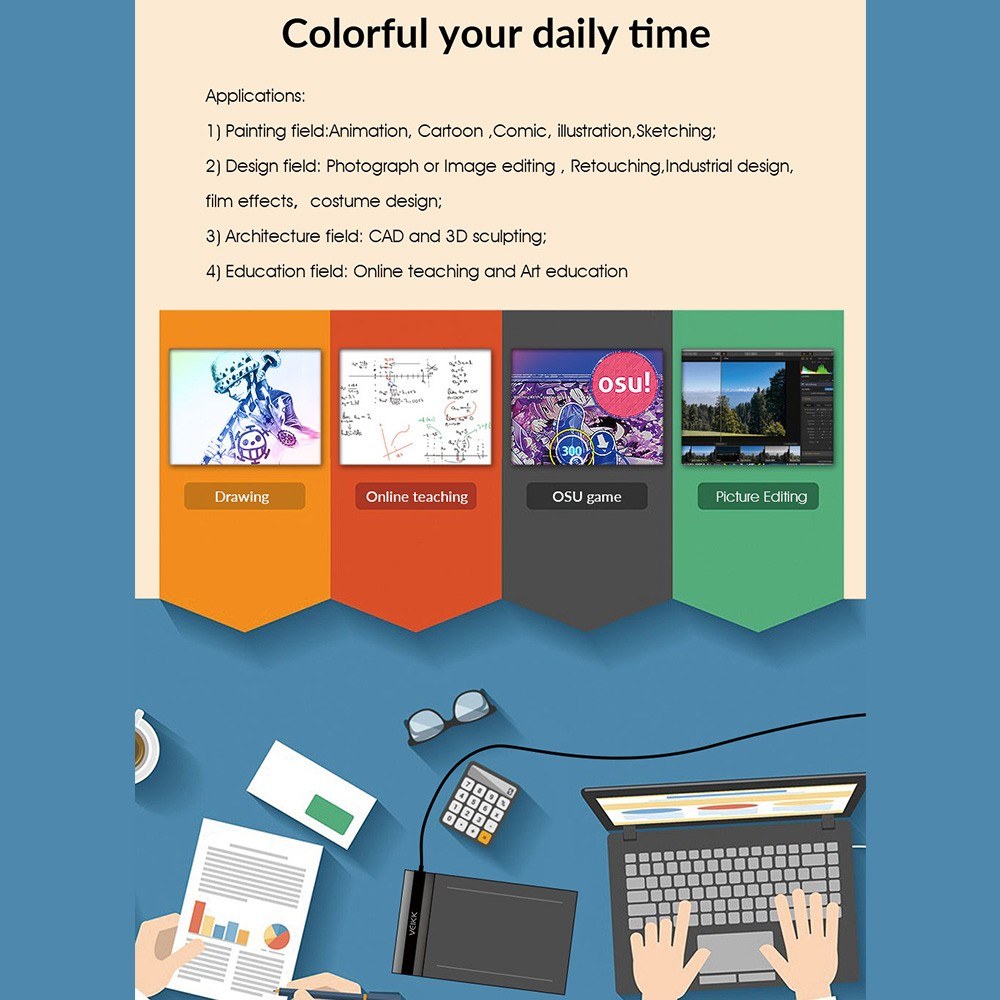 VEIKK S640 Battery-Free Pen Graphics Tablet