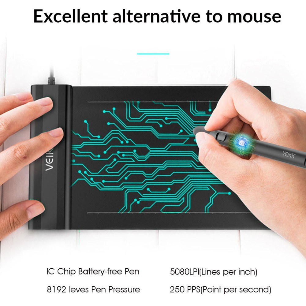VEIKK S640 Battery-Free Pen Graphics Tablet