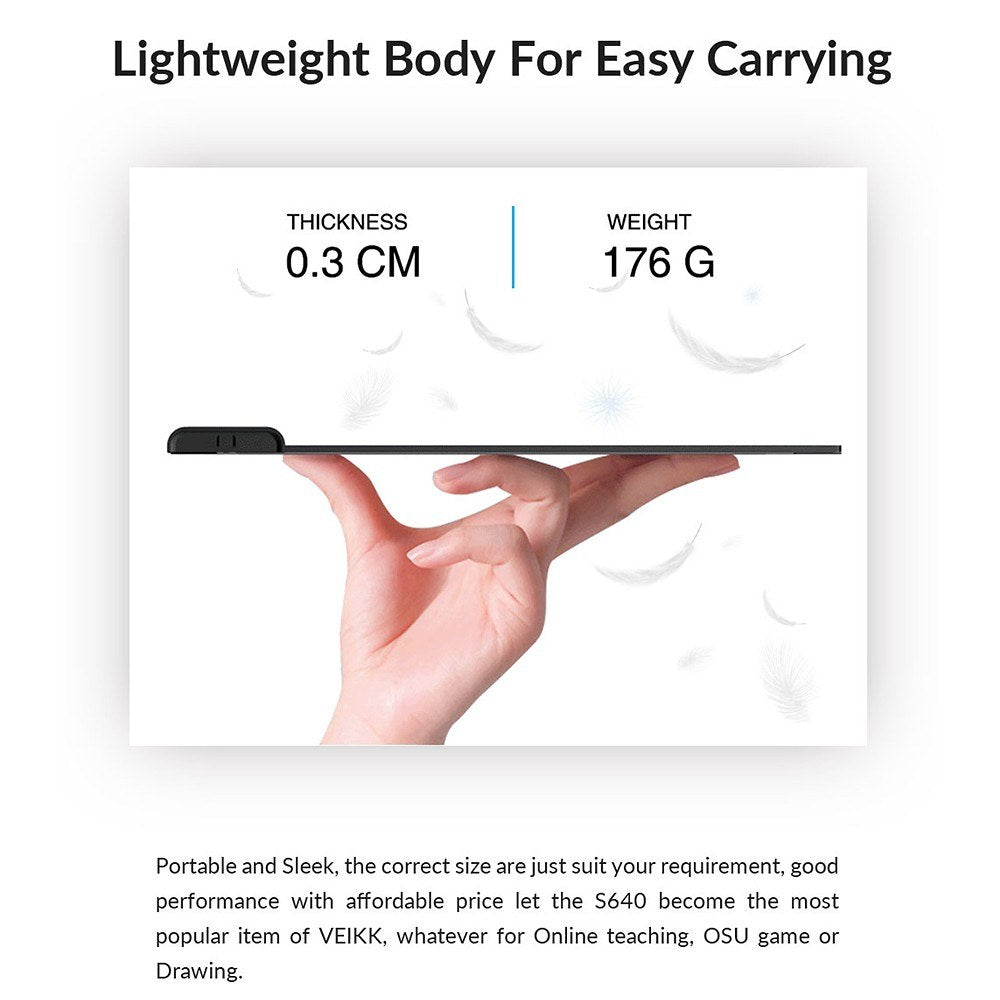 VEIKK S640 Battery-Free Pen Graphics Tablet