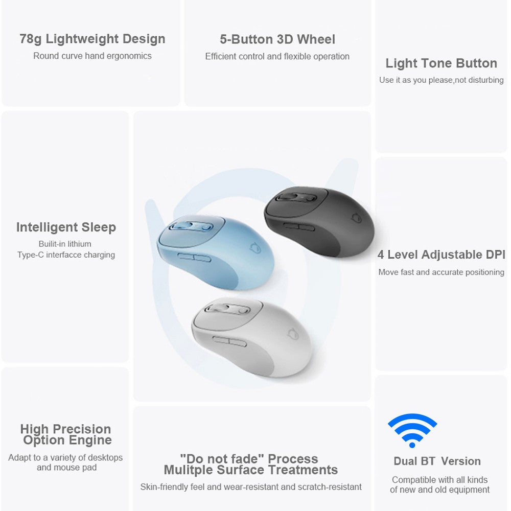 Lenovo Xiaoxin PLUS Bluetooth Mouse - Universal Rechargeable for Office & Gaming