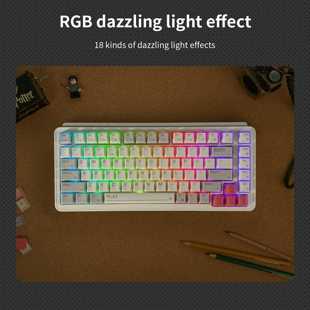 MIIIW ART Z830: Multi-Mode 83-Key Mechanical Keyboard with G Yellow PRO Switch, Double-Layer Silencing, Full-Key Hot Swap, BT 3.0/BLE 5.0