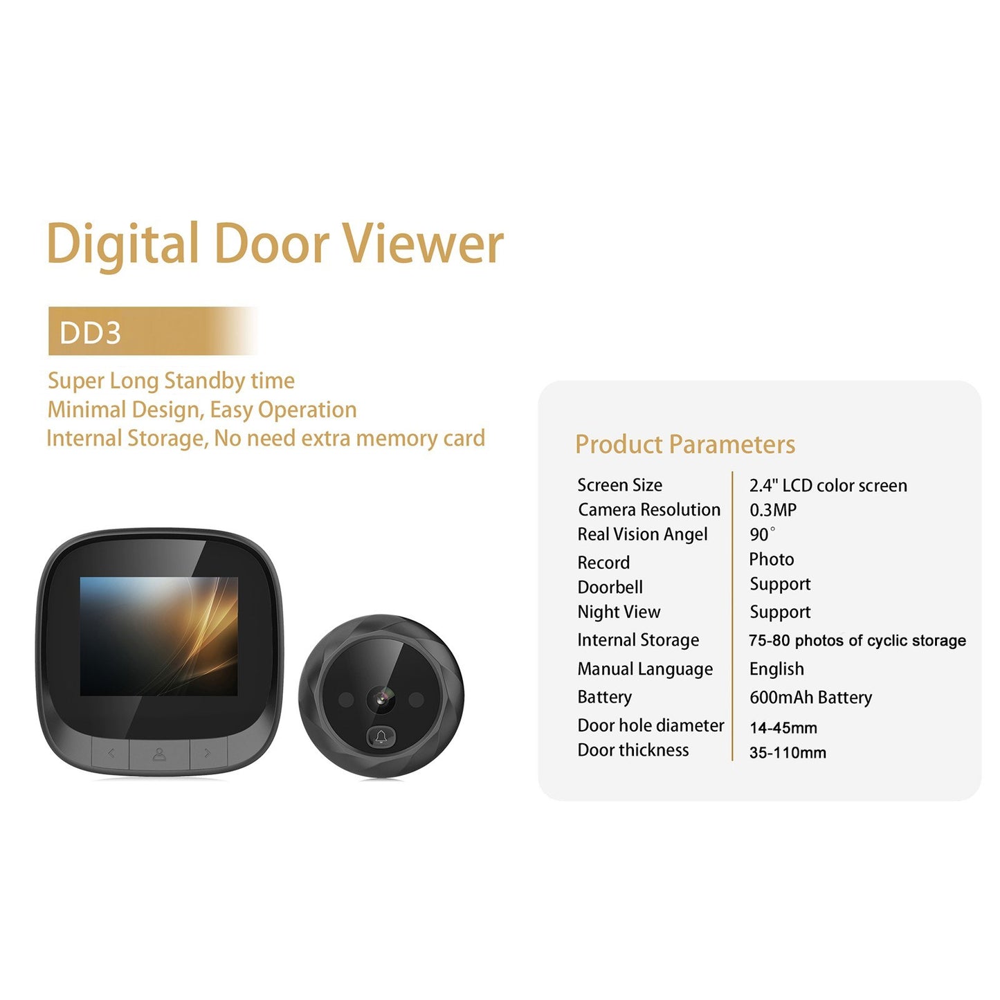 DD3 Smart Night Vision Doorbell with Battery