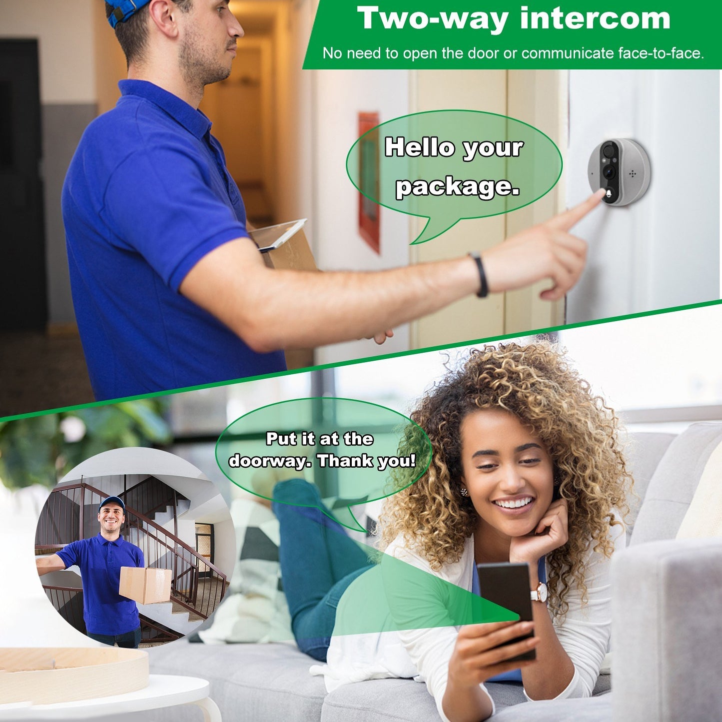 W88 Smart WiFi Video Doorbell with Motion Sensor, Two-Way Intercom, and 4.3-inch Color Screen for Home Security