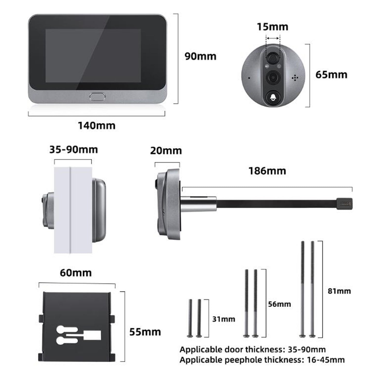 W88 Smart WiFi Video Doorbell with Motion Sensor, Two-Way Intercom, and 4.3-inch Color Screen for Home Security