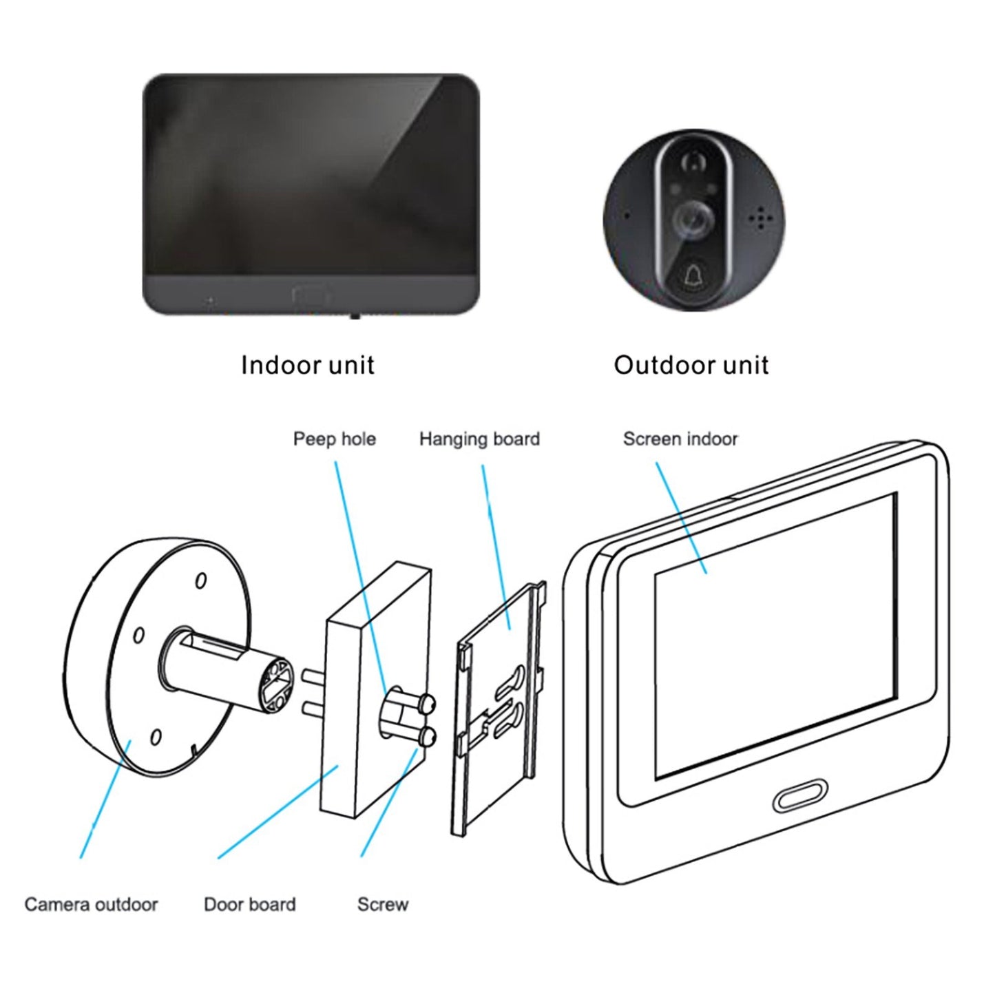 W88 Smart WiFi Video Doorbell with Motion Sensor, Two-Way Intercom, and 4.3-inch Color Screen for Home Security