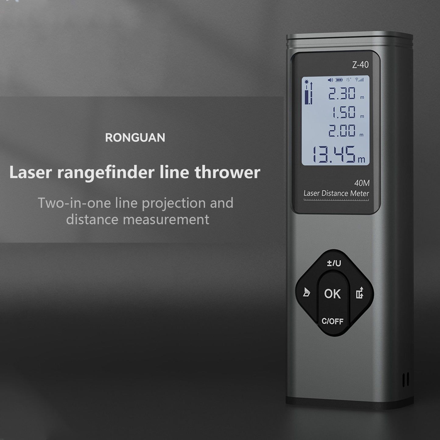 RONGUAN LR1 132ft Laser Distance Meter 40M Portable Range Finder