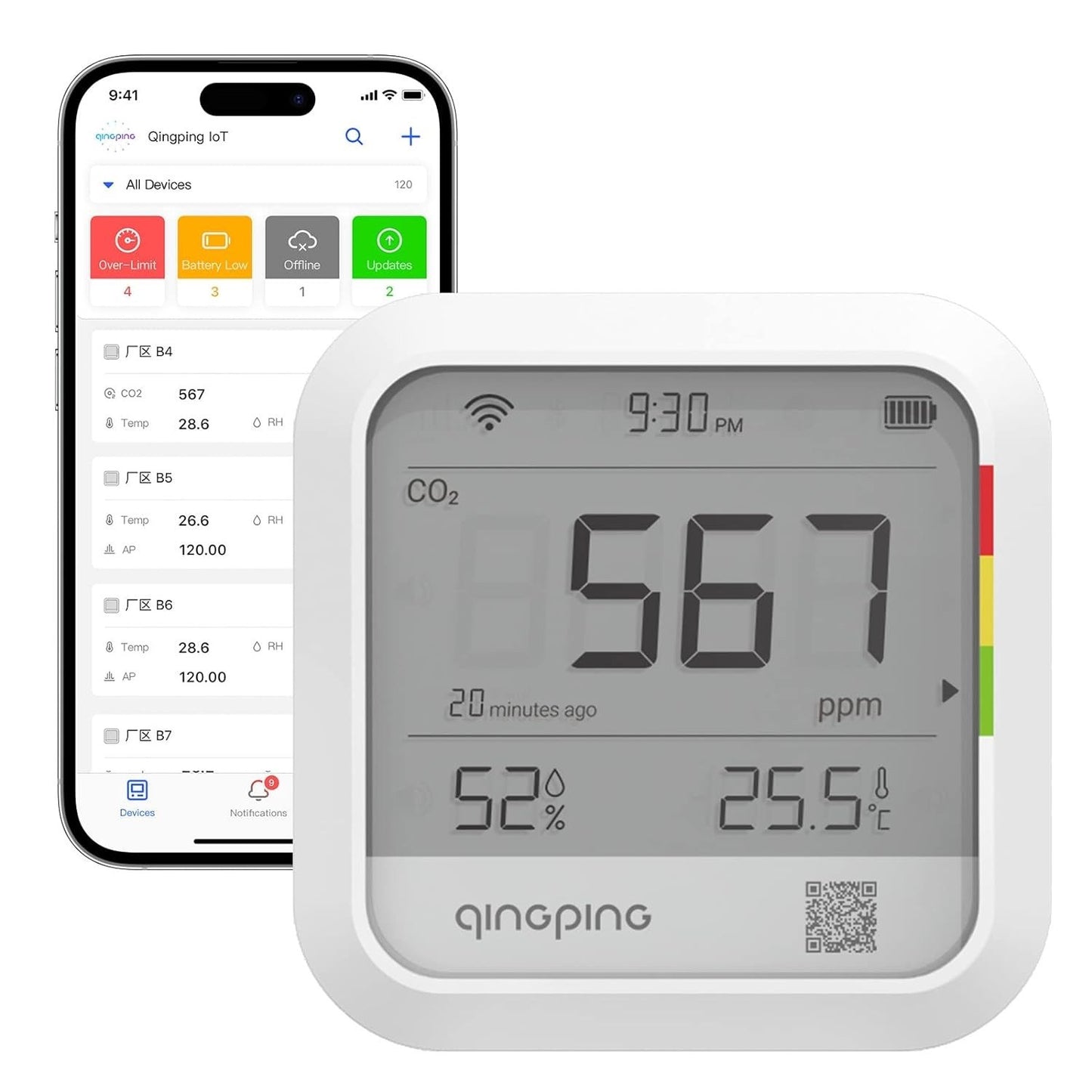 QingPing CGP22C High-Precision CO2, Temperature & Humidity Monitor