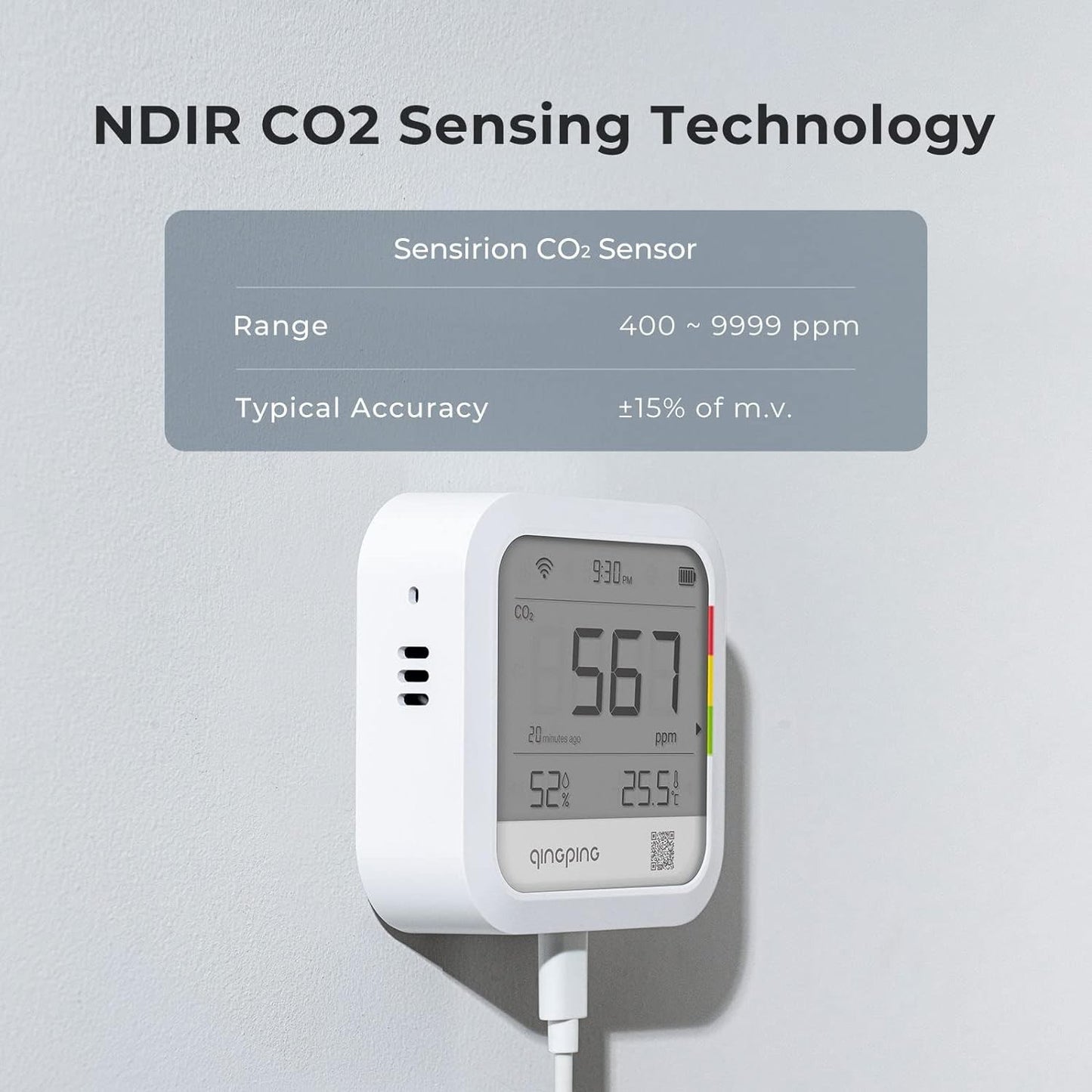 QingPing CGP22C High-Precision CO2, Temperature & Humidity Monitor
