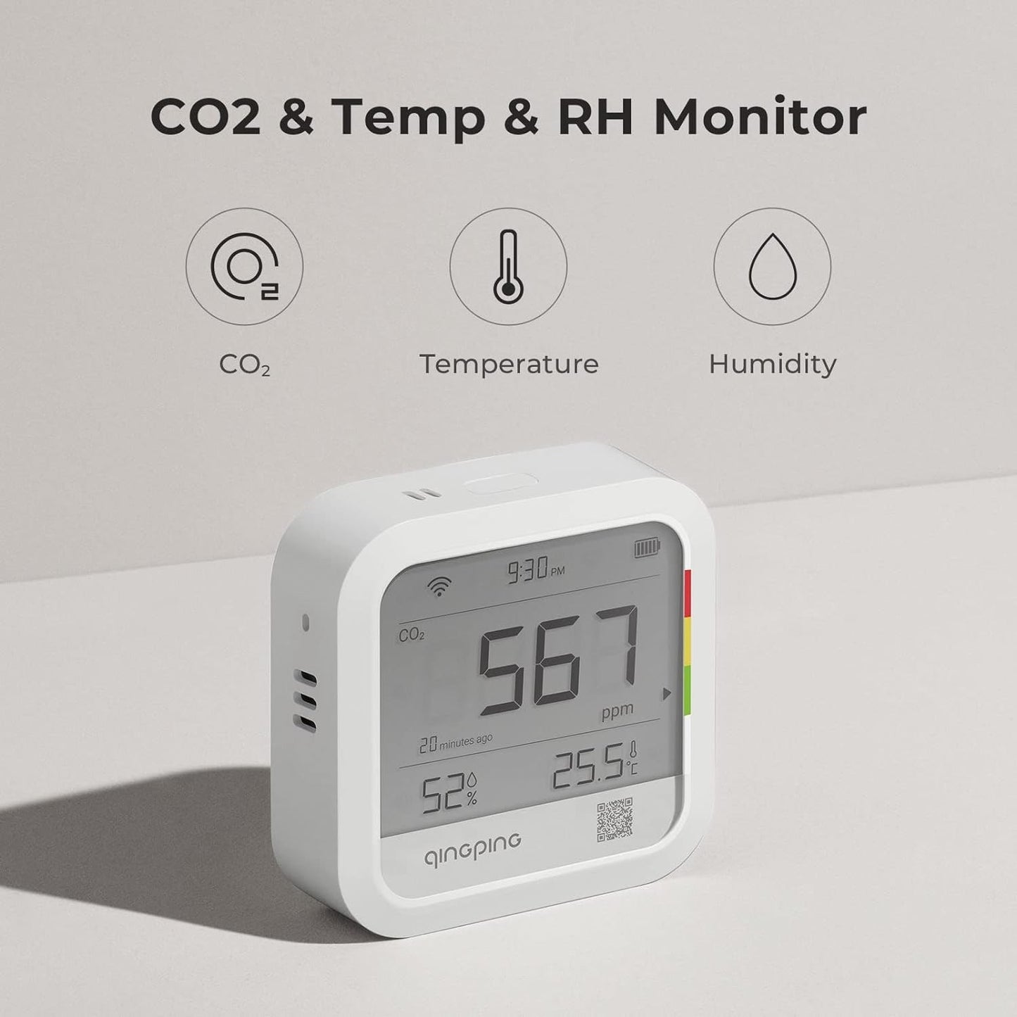 QingPing CGP22C High-Precision CO2, Temperature & Humidity Monitor