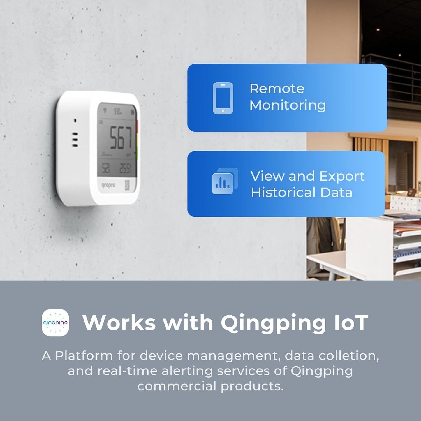 QingPing CGP22C High-Precision CO2, Temperature & Humidity Monitor