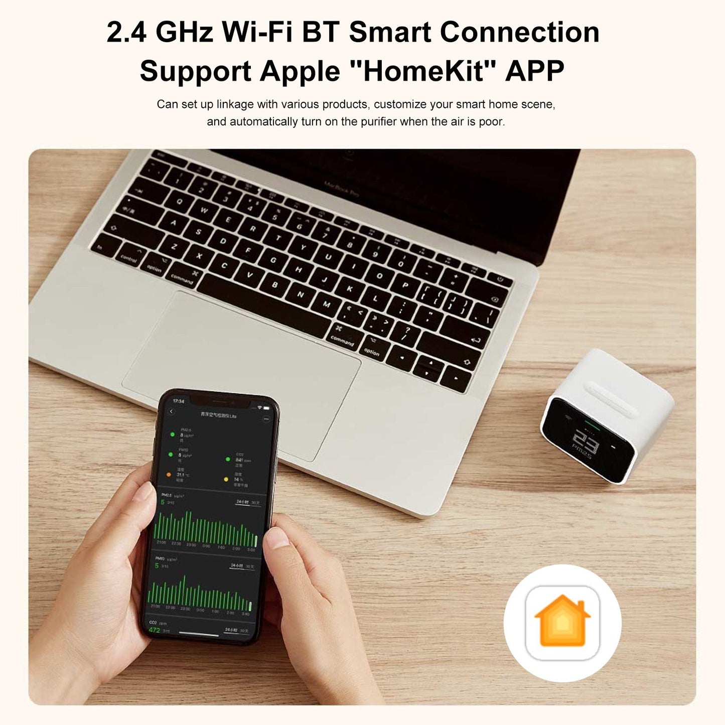 QingPing CGDN1 Smart Air Quality Monitor Lite: 5-in-1 Real-Time Indoor Climate Tracker