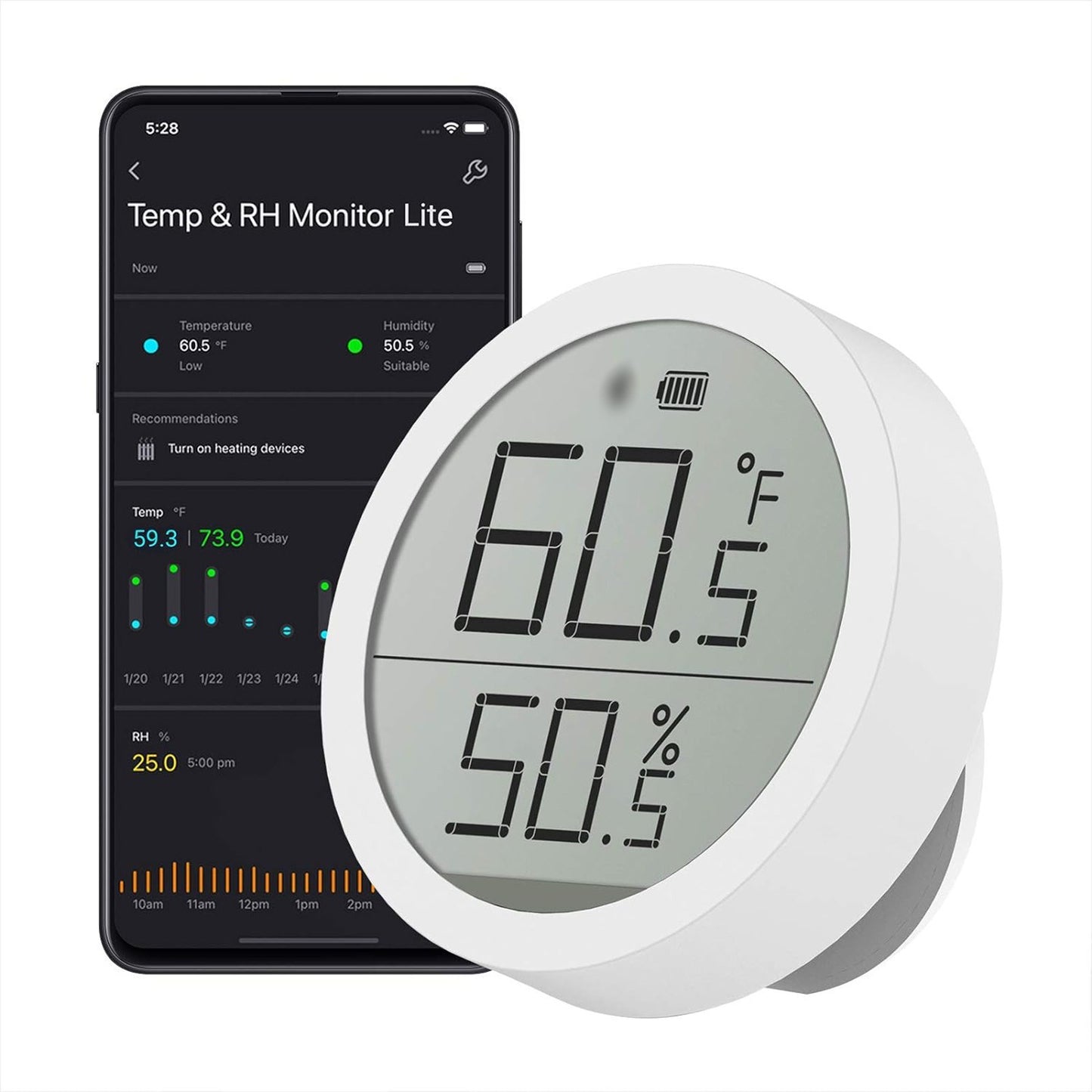 QingPing CGDK2 Smart Indoor Temperature & Humidity Monitor with LCD Display