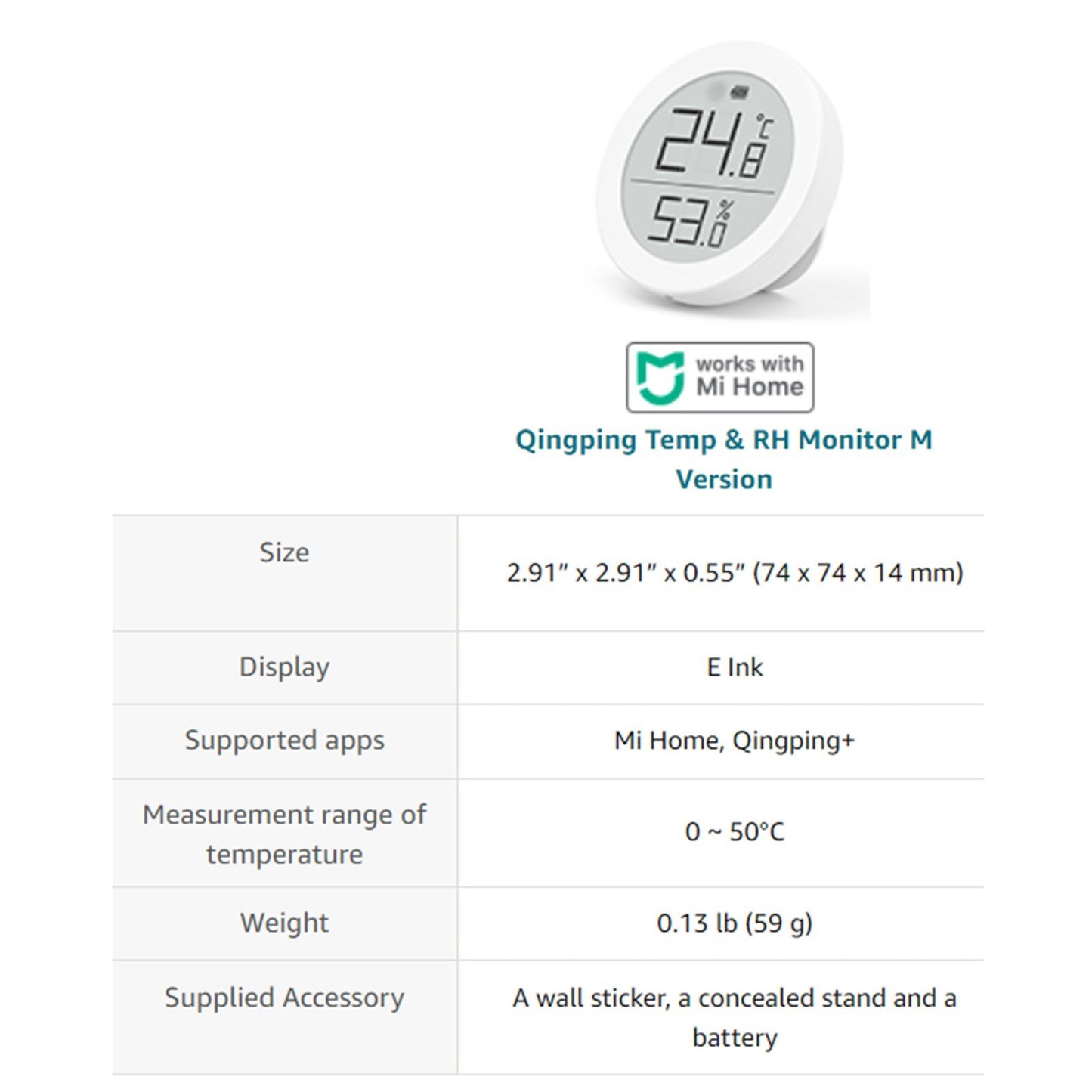 QingPing CGDK2 Smart Indoor Temperature & Humidity Monitor with LCD Display