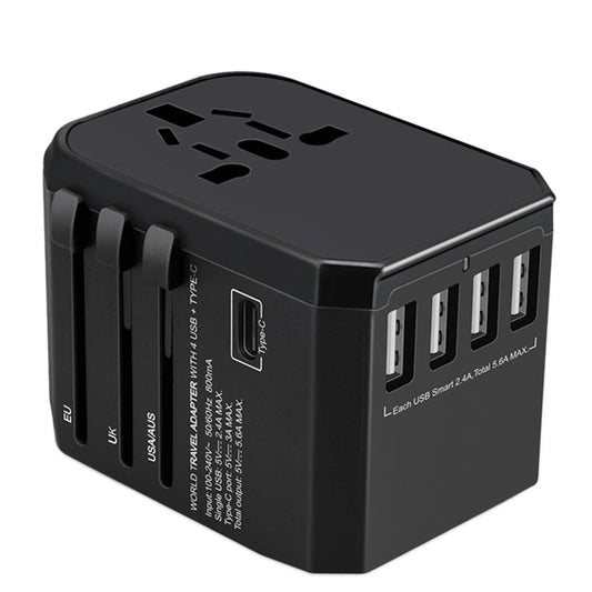 Universal Travel Adapter: 8-Hole Multi-Function Converter with USB-C & USB-A Fast Charging Ports