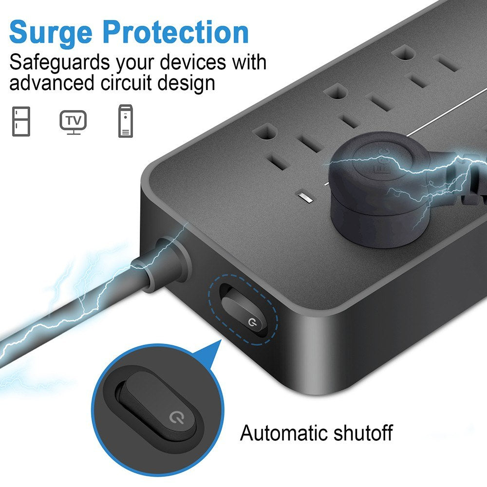 EL-08 Surge Protector Power Strip, 8 Outlets & 4 USB Ports, 1700J, 2000W/10A, ETL Certified, Fireproof, Overload Protection for Home, Office, Garage