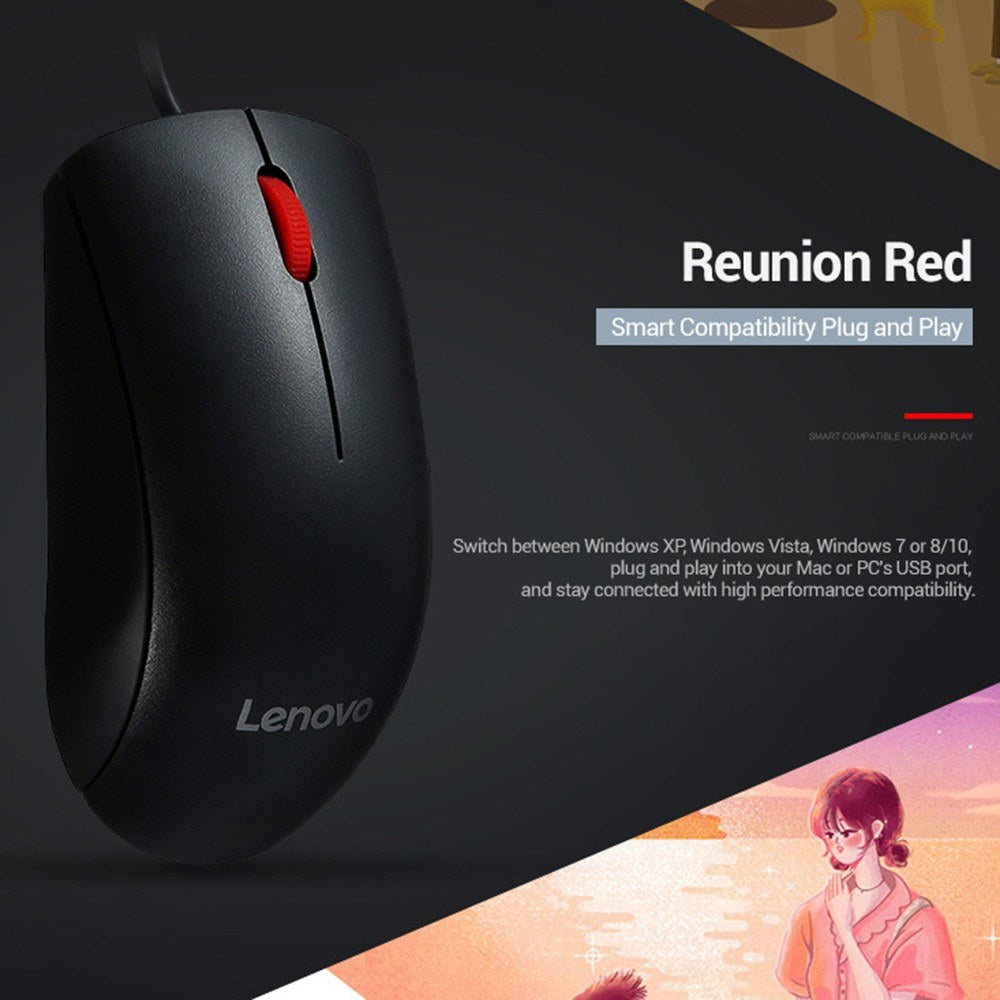 Lenovo M220L 1000DPI Precision Wired Mouse for Laptop & PC